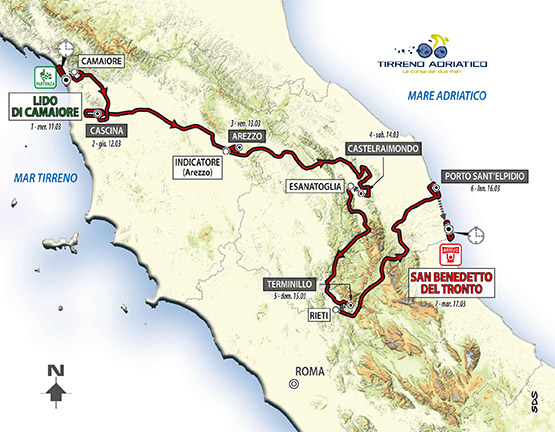 2015 Tirreno-Adriatico map